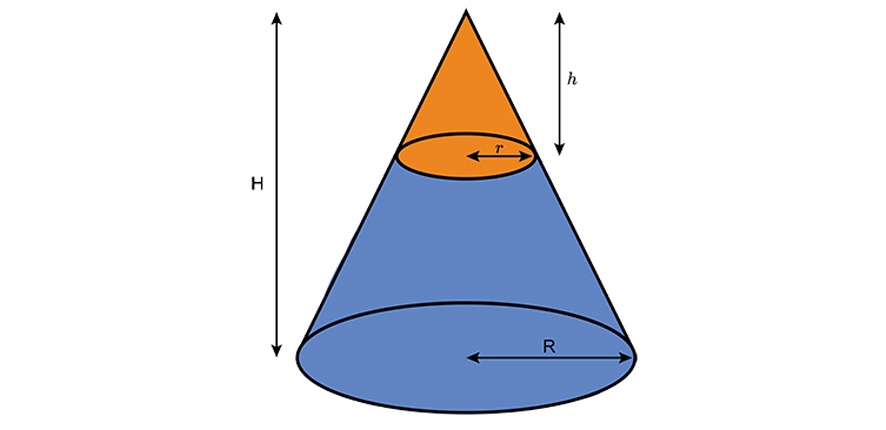 Turn the frustum into the complete shape a cone or pyramid, then calculate the area as normal but also calculate the top bit too
